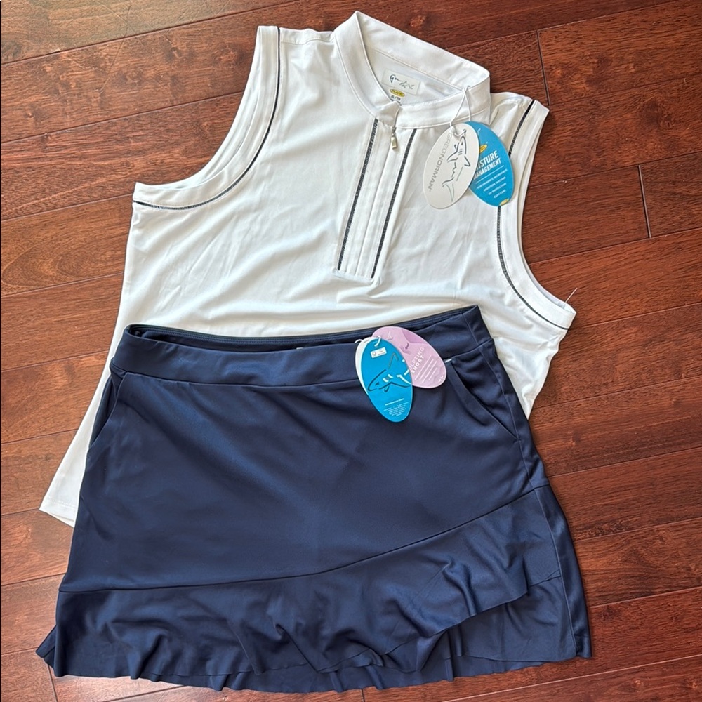 Greg Norman Collection Blue and White Skort with Ruffle Detail